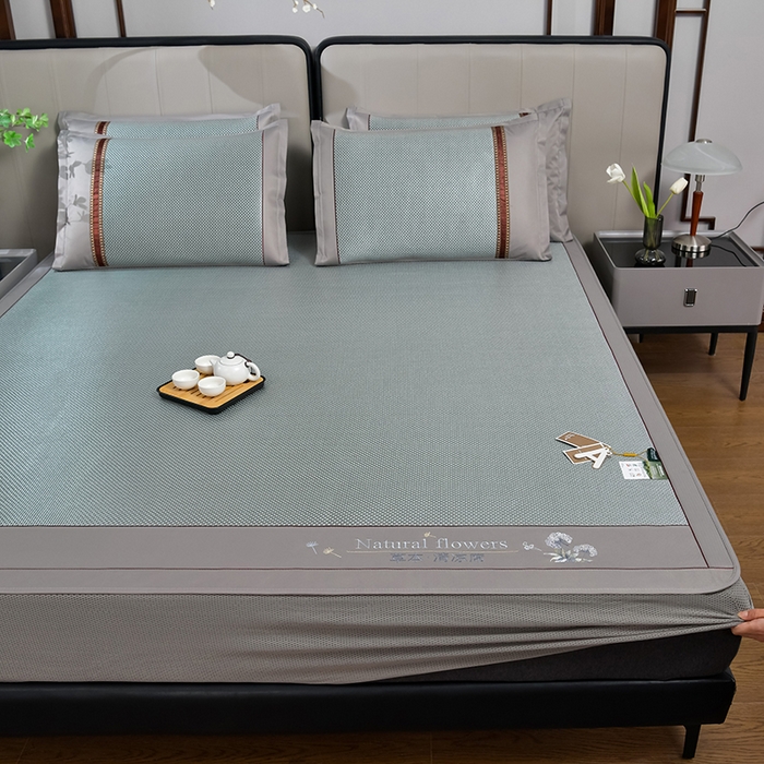 91家纺网 家纺一手货源 找家纺 小牛席业 2026新款加厚款-绣球草本清凉冰藤席系列（床笠款）清凉席凉席藤席冰藤席冰丝席草席竹席乳胶席凉感豆豆 加厚款-绣球草本清凉席（床笠款）绿色