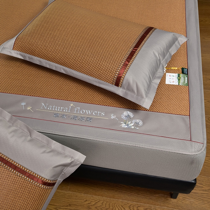 91家纺网 家纺一手货源 找家纺 小牛席业 2026新款加厚款-绣球草本清凉冰藤席系列（床笠款）清凉席凉席藤席冰藤席冰丝席草席竹席乳胶席凉感豆豆 加厚款-绣球草本清凉席（床笠款）咖色