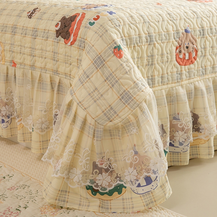 91家纺网 家纺一手货源 找家纺 （总）美达家纺 2026新款A类全棉夹棉蕾丝花边床盖四件套