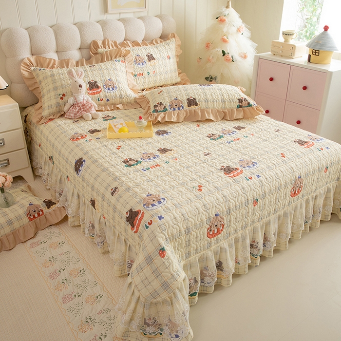 91家纺网 家纺一手货源 找家纺 （总）美达家纺 2026新款A类全棉夹棉蕾丝花边床盖四件套