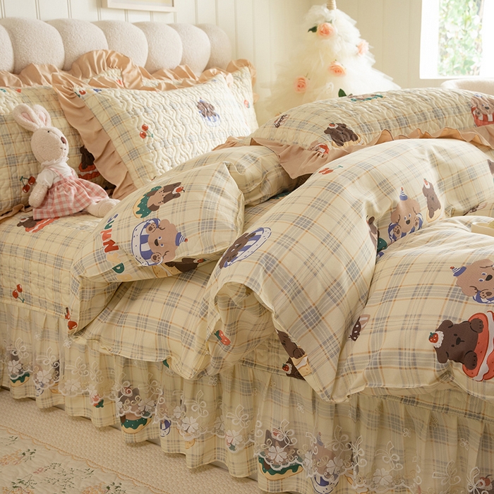 91家纺网 家纺一手货源 找家纺 （总）美达家纺 2026新款A类全棉夹棉蕾丝花边床盖四件套