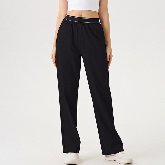 91家纺网 家纺一手货源 找家纺 沐珩家纺 2026新款户外跑步运动长裤直筒宽松轻薄弹力速干健身裤口袋工装休闲裤 暗夜黑