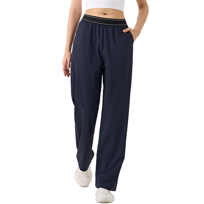 91家纺网 家纺一手货源 找家纺 沐珩家纺 2026新款户外跑步运动长裤直筒宽松轻薄弹力速干健身裤口袋工装休闲裤 丈青色