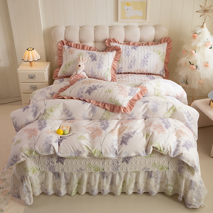 91家纺网 家纺一手货源 找家纺 （总）美达家纺 2026新款A类全棉夹棉蕾丝花边床盖四件套