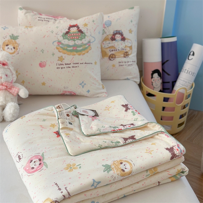 91家纺网 家纺一手货源 找家纺 暖生活 2026新款牛奶针织小清新大豆夏被 蛋糕铺