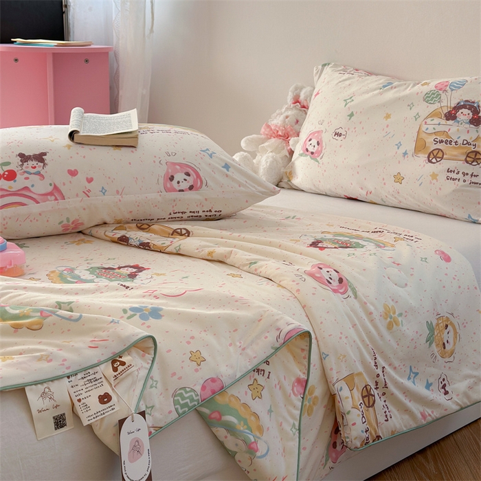 91家纺网 家纺一手货源 找家纺 暖生活 2026新款牛奶针织小清新大豆夏被 蛋糕铺