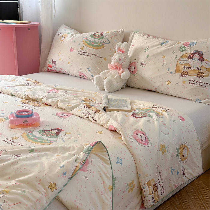 91家纺网 家纺一手货源 找家纺 暖生活 2026新款牛奶针织小清新大豆夏被 蛋糕铺