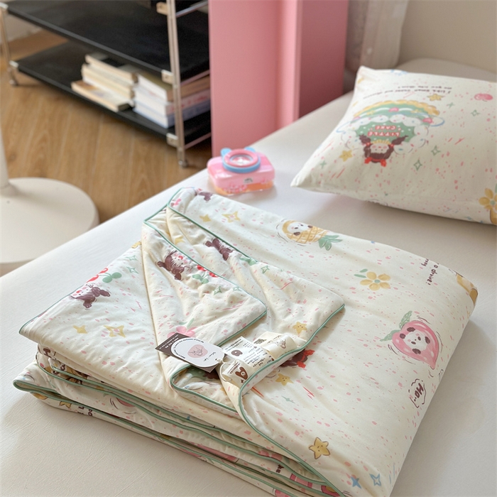 91家纺网 家纺一手货源 找家纺 暖生活 2026新款牛奶针织小清新大豆夏被 蛋糕铺