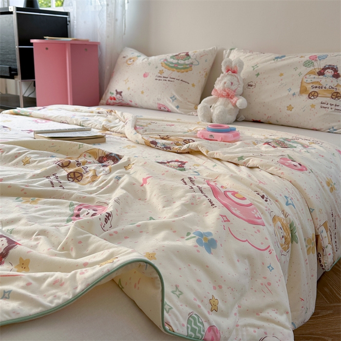 91家纺网 家纺一手货源 找家纺 暖生活 2026新款牛奶针织小清新大豆夏被 蛋糕铺