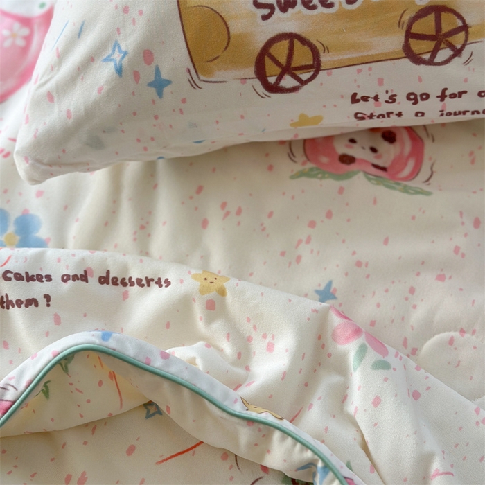 91家纺网 家纺一手货源 找家纺 暖生活 2026新款牛奶针织小清新大豆夏被 蛋糕铺