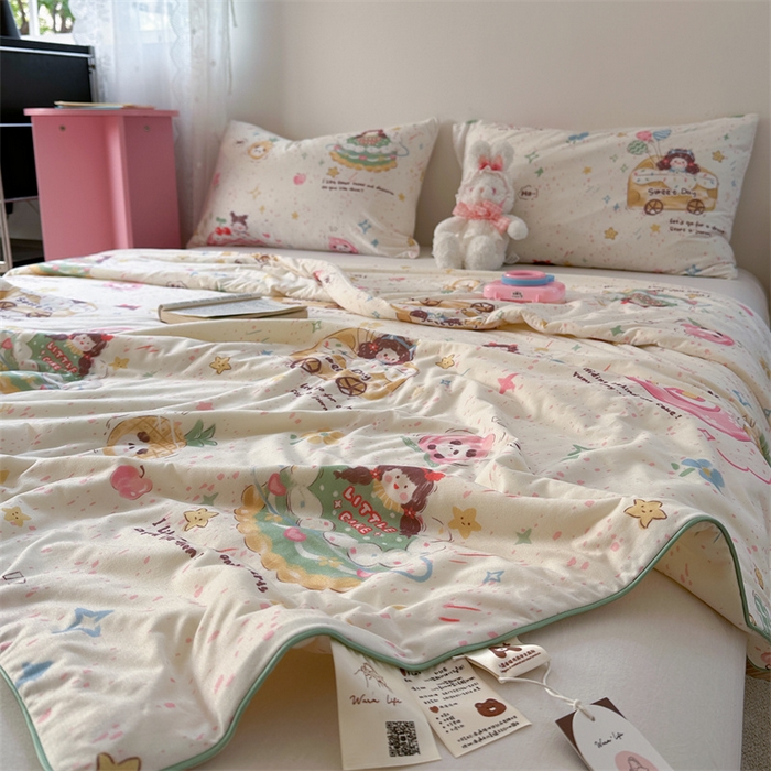 91家纺网 家纺一手货源 找家纺 暖生活 2026新款牛奶针织小清新大豆夏被 蛋糕铺