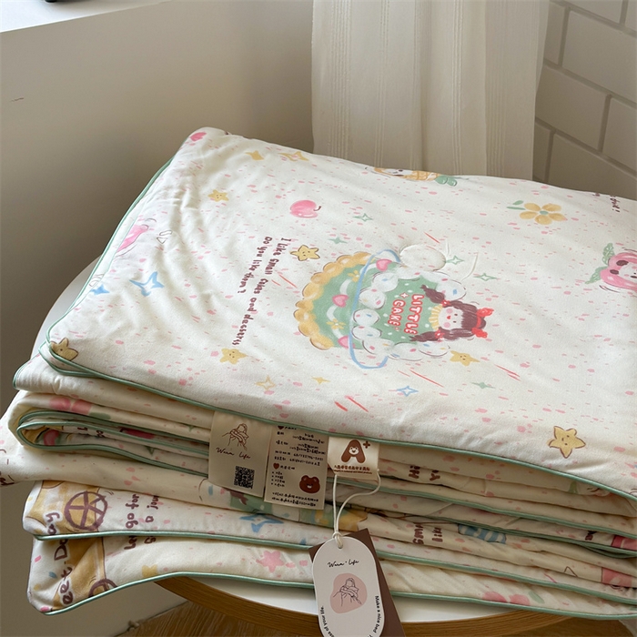 91家纺网 家纺一手货源 找家纺 暖生活 2026新款牛奶针织小清新大豆夏被 蛋糕铺