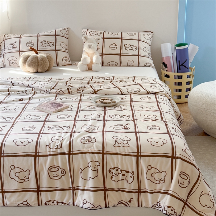 91家纺网 家纺一手货源 找家纺 暖生活 2026新款牛奶针织小清新大豆夏被 格子铺