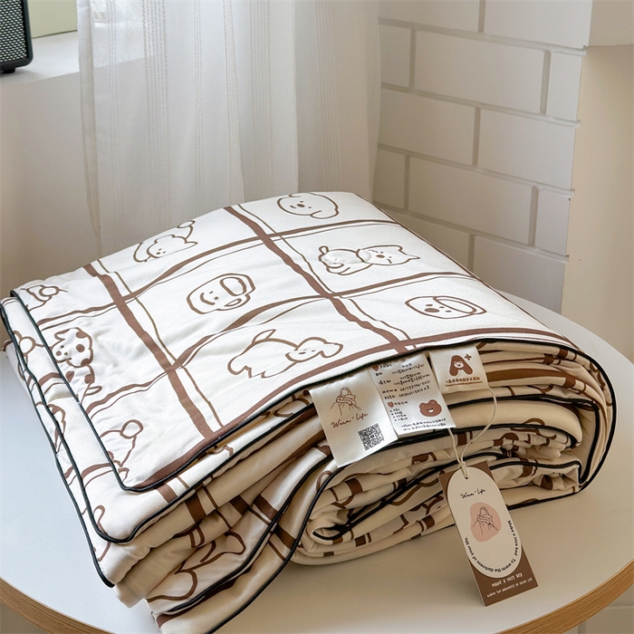 91家纺网 家纺一手货源 找家纺 暖生活 2026新款牛奶针织小清新大豆夏被 格子铺