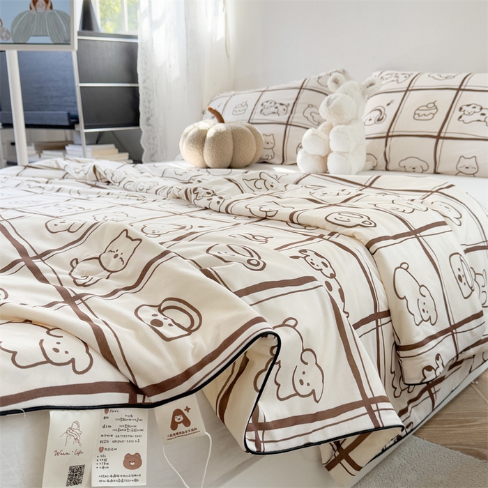 91家纺网 家纺一手货源 找家纺 暖生活 2026新款牛奶针织小清新大豆夏被 格子铺