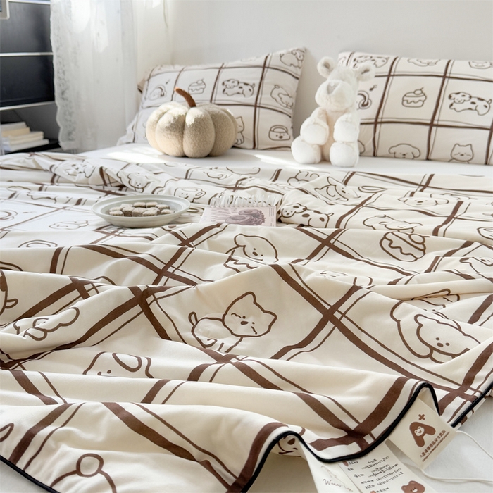 91家纺网 家纺一手货源 找家纺 暖生活 2026新款牛奶针织小清新大豆夏被 格子铺