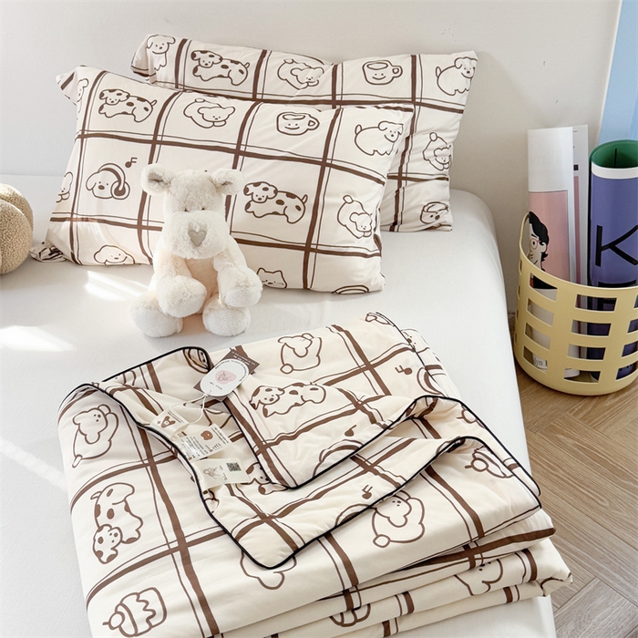 暖生活 2026新款牛奶针织小清新大豆夏被 格子铺