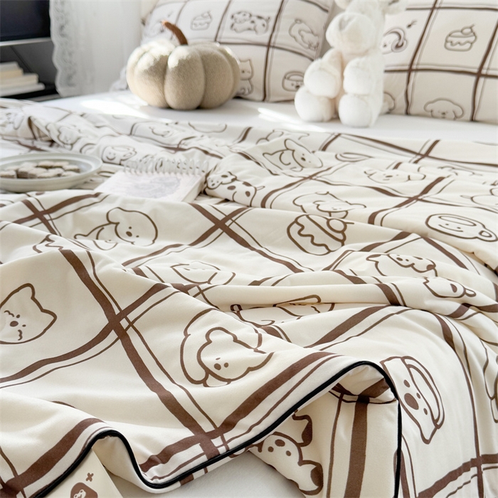 91家纺网 家纺一手货源 找家纺 暖生活 2026新款牛奶针织小清新大豆夏被 格子铺