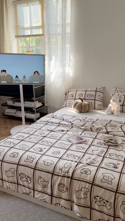 91家纺网 家纺一手货源 找家纺 暖生活 2026新款牛奶针织小清新大豆夏被 格子铺