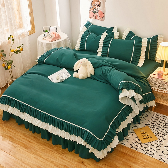 91家纺网 家纺一手货源 找家纺 （总）沐珩家纺 2026新款双边荷叶磨毛四件套-流年系列