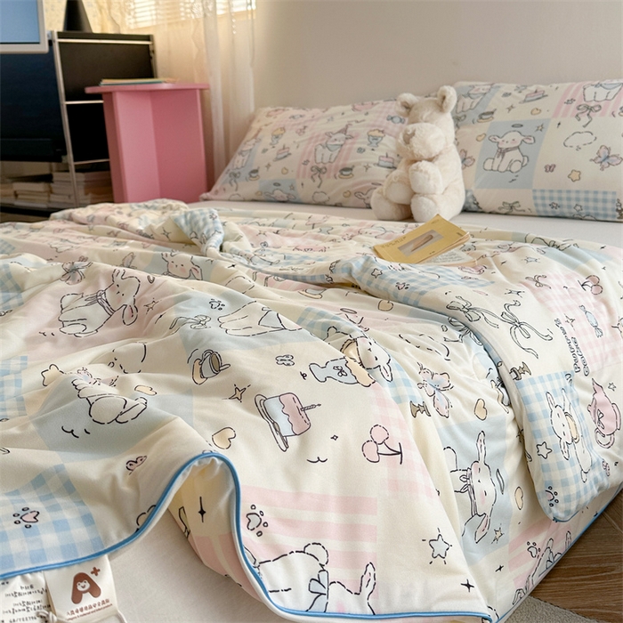 91家纺网 家纺一手货源 找家纺 暖生活 2026新款牛奶针织小清新大豆夏被 咩咩羊