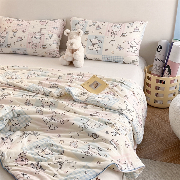 91家纺网 家纺一手货源 找家纺 暖生活 2026新款牛奶针织小清新大豆夏被 咩咩羊