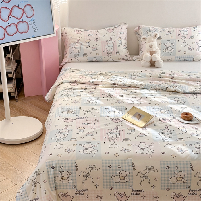 91家纺网 家纺一手货源 找家纺 暖生活 2026新款牛奶针织小清新大豆夏被 咩咩羊