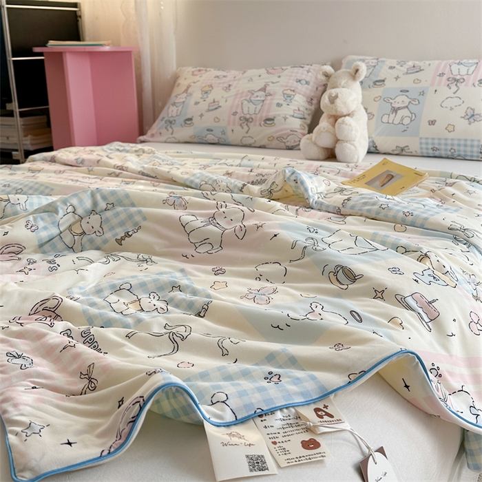 91家纺网 家纺一手货源 找家纺 暖生活 2026新款牛奶针织小清新大豆夏被 咩咩羊