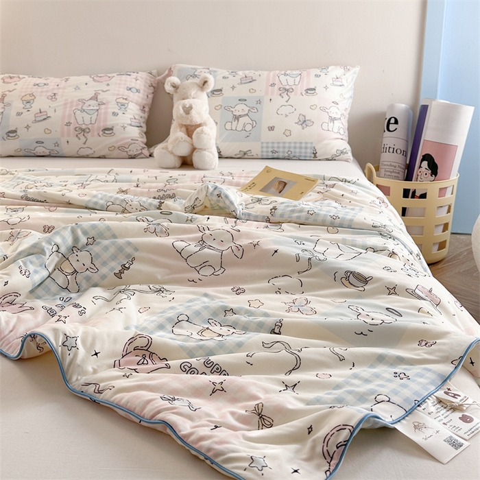 91家纺网 家纺一手货源 找家纺 暖生活 2026新款牛奶针织小清新大豆夏被 咩咩羊