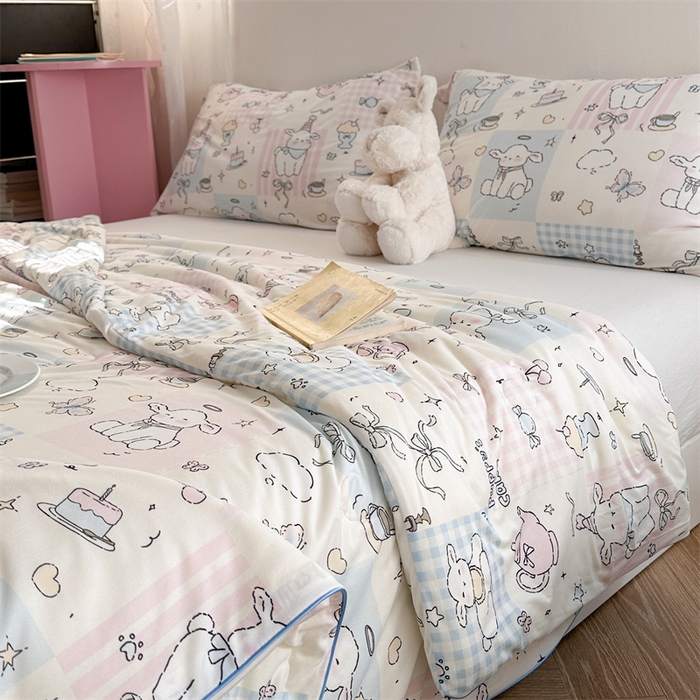 91家纺网 家纺一手货源 找家纺 暖生活 2026新款牛奶针织小清新大豆夏被 咩咩羊