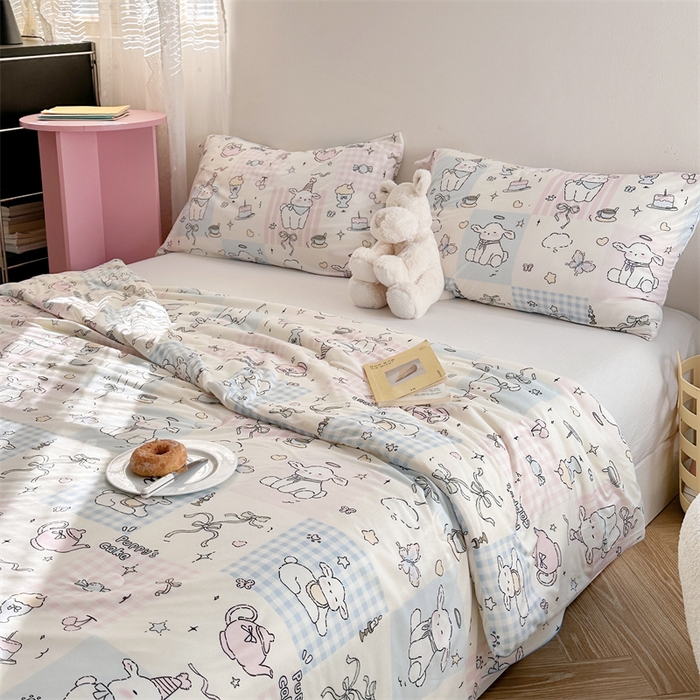 91家纺网 家纺一手货源 找家纺 暖生活 2026新款牛奶针织小清新大豆夏被 咩咩羊