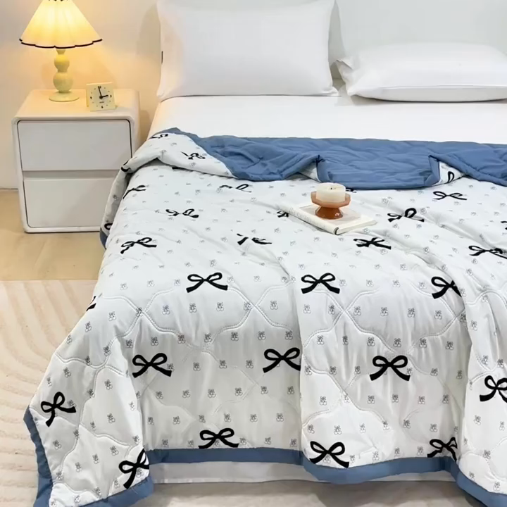 91家纺网 家纺一手货源 找家纺 （总）伊凡 2025新款亲肤磨毛印花夏凉被空调被子薄盖毯被