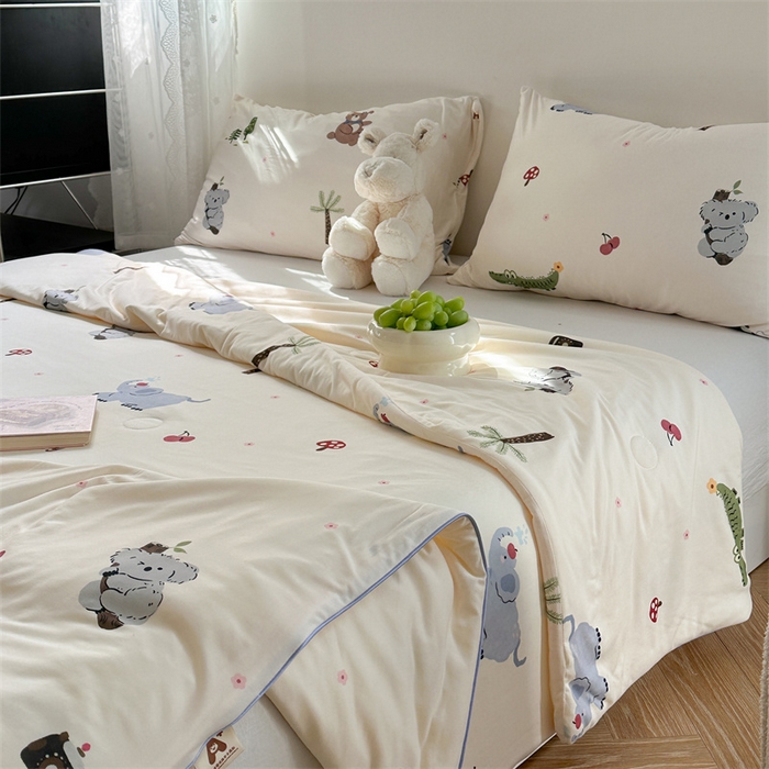 91家纺网 家纺一手货源 找家纺 暖生活 2026新款牛奶针织小清新大豆夏被 森林宝贝