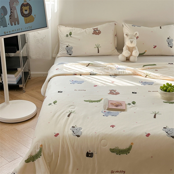 91家纺网 家纺一手货源 找家纺 暖生活 2026新款牛奶针织小清新大豆夏被 森林宝贝