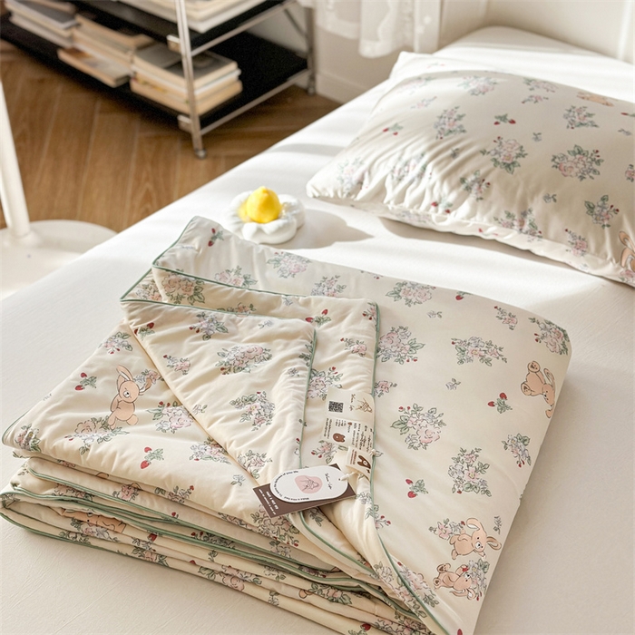 暖生活 2026新款牛奶针织小清新大豆夏被 树莓兔