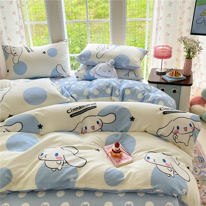 91家纺网 家纺一手货源 找家纺 （总）桃子家居 2026新款A类三丽鸥正版授权卡通数码印花混搭纯棉印花系列四件套