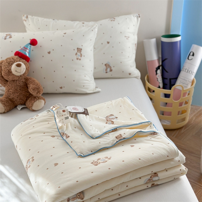 暖生活 2026新款牛奶针织小清新大豆夏被 晚安熊