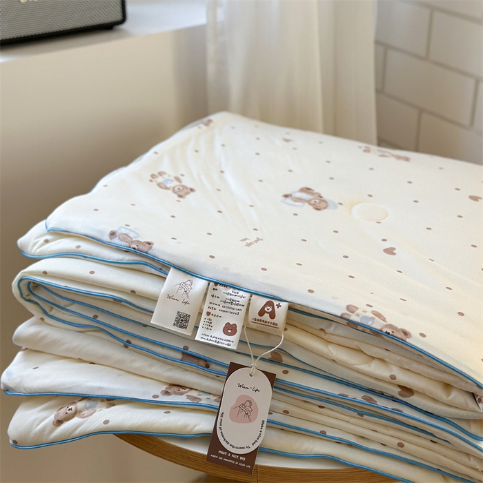 91家纺网 家纺一手货源 找家纺 暖生活 2026新款牛奶针织小清新大豆夏被 晚安熊