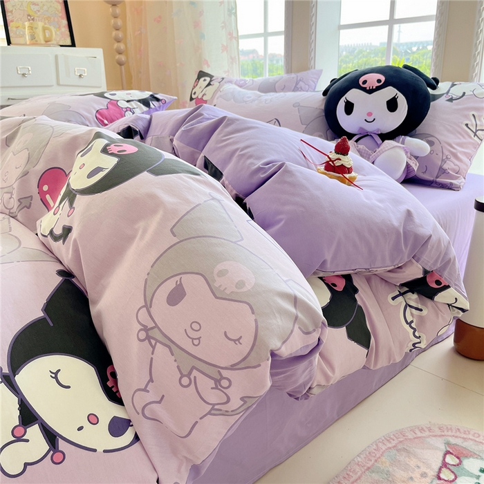 91家纺网 家纺一手货源 找家纺 桃子家居 2026新款A类三丽鸥正版授权卡通数码印花混搭纯棉印花系列四件套 棉三丽鸥-魔法库洛米