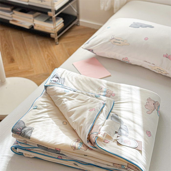 暖生活 2026新款牛奶针织小清新大豆夏被 小奶猫