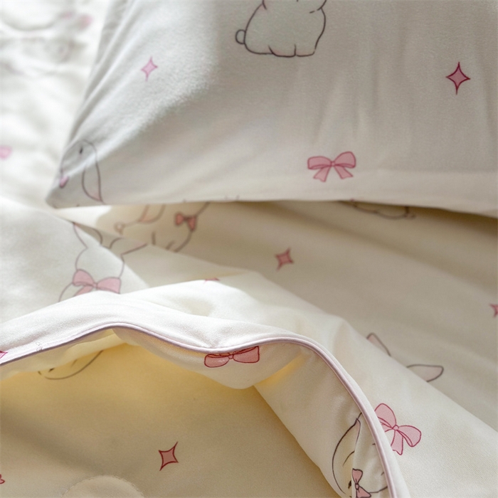 91家纺网 家纺一手货源 找家纺 暖生活 2026新款牛奶针织小清新大豆夏被 小兔兔