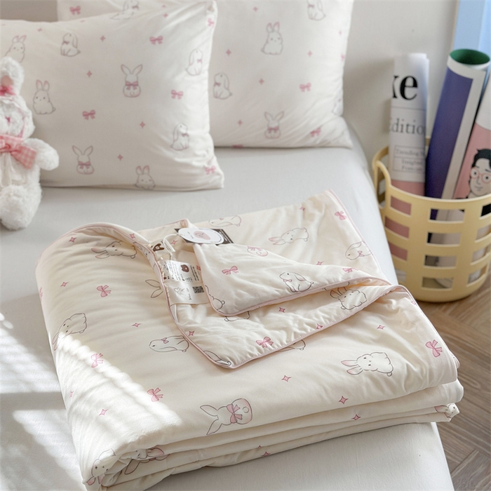 暖生活 2026新款牛奶针织小清新大豆夏被 小兔兔