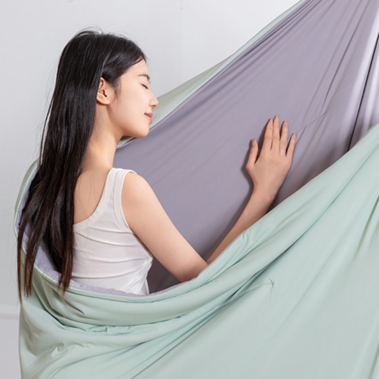 91家纺网 家纺一手货源 找家纺 鹿辉家居（原吉欧力） 2026新款凉感丝深睡夏被被子被芯 淡翠绿