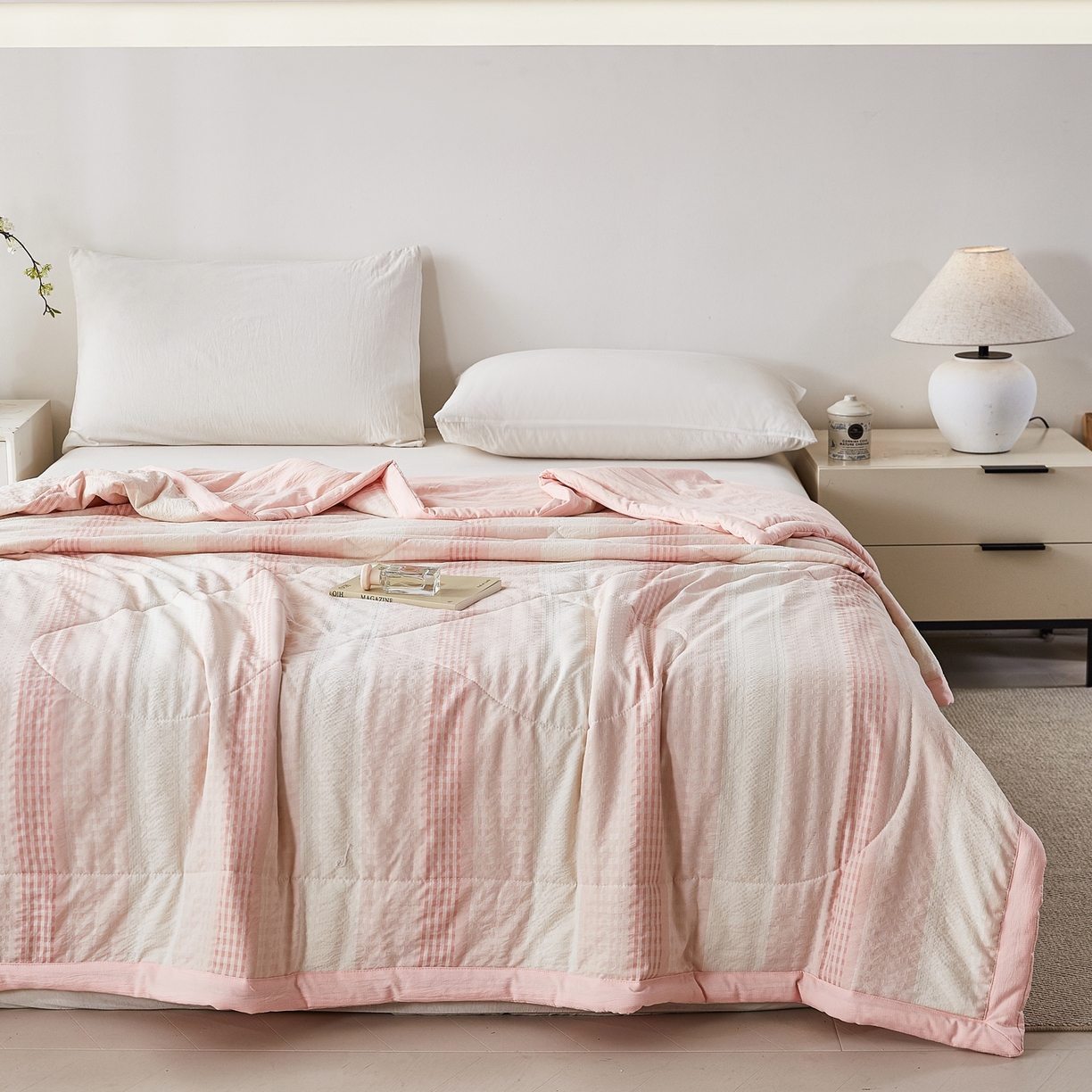 91家纺网 家纺一手货源 找家纺 （总）心悦家纺 2026新款日式A类水洗色织提花大豆纤维被子被芯