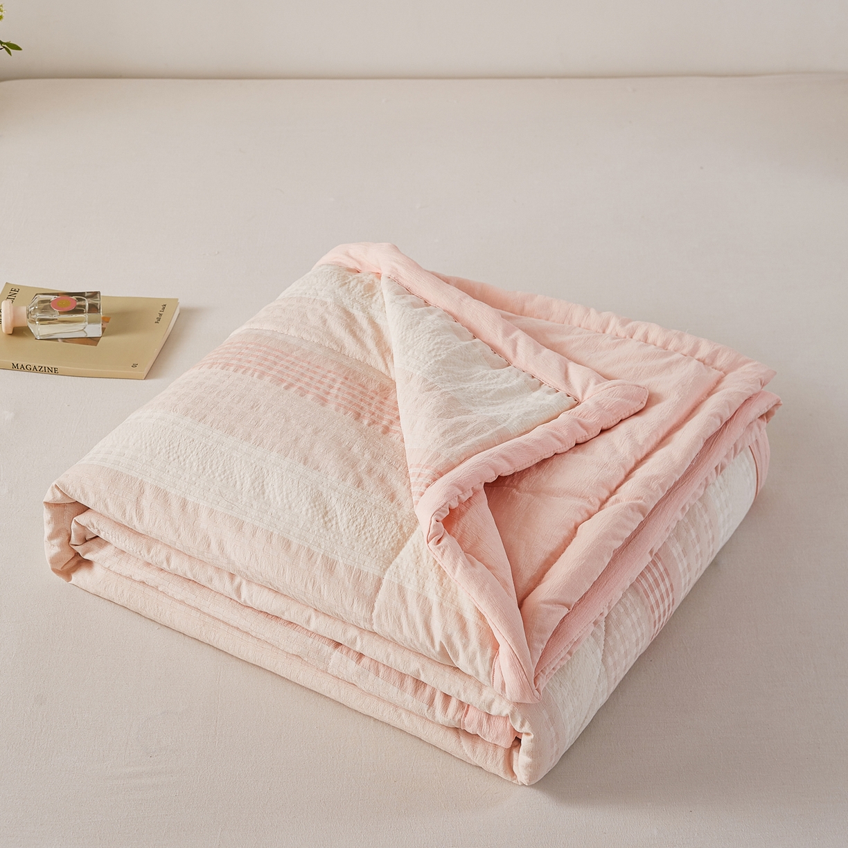 91家纺网 家纺一手货源 找家纺 （总）心悦家纺 2026新款日式A类水洗色织提花大豆纤维被子被芯