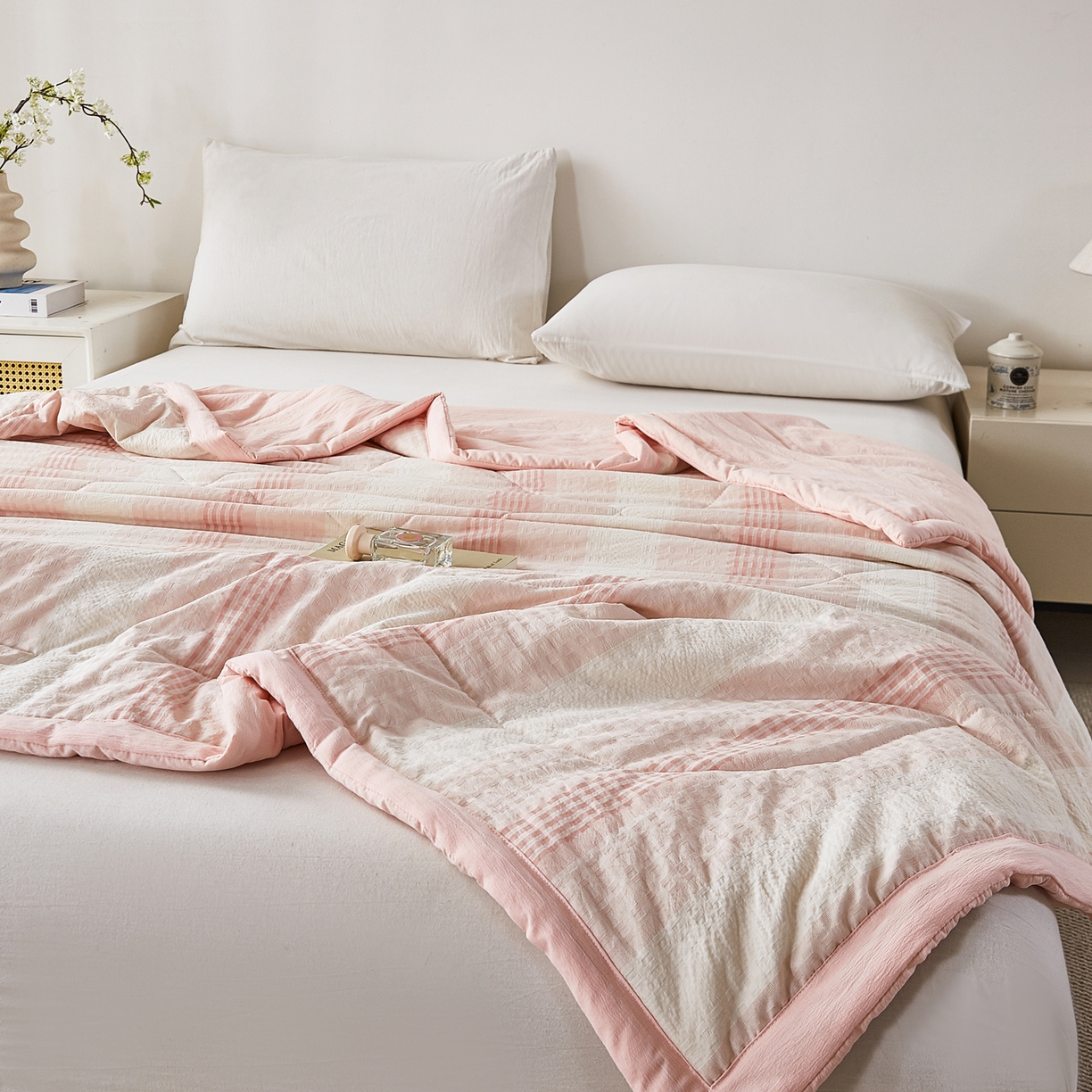 91家纺网 家纺一手货源 找家纺 （总）心悦家纺 2026新款日式A类水洗色织提花大豆纤维被子被芯