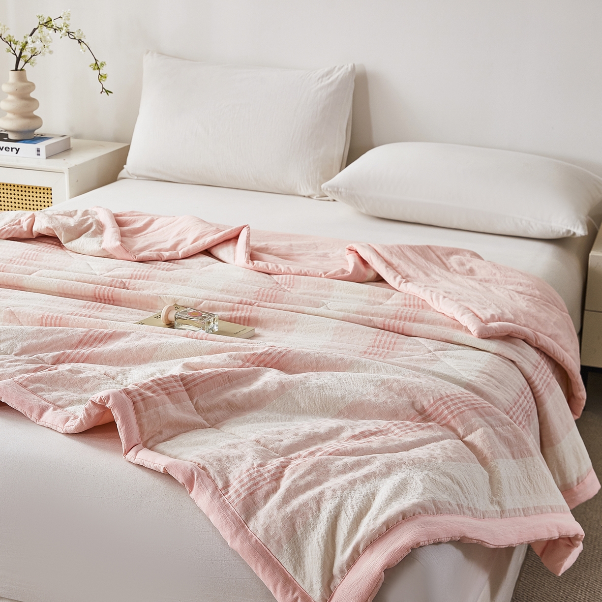 91家纺网 家纺一手货源 找家纺 （总）心悦家纺 2026新款日式A类水洗色织提花大豆纤维被子被芯