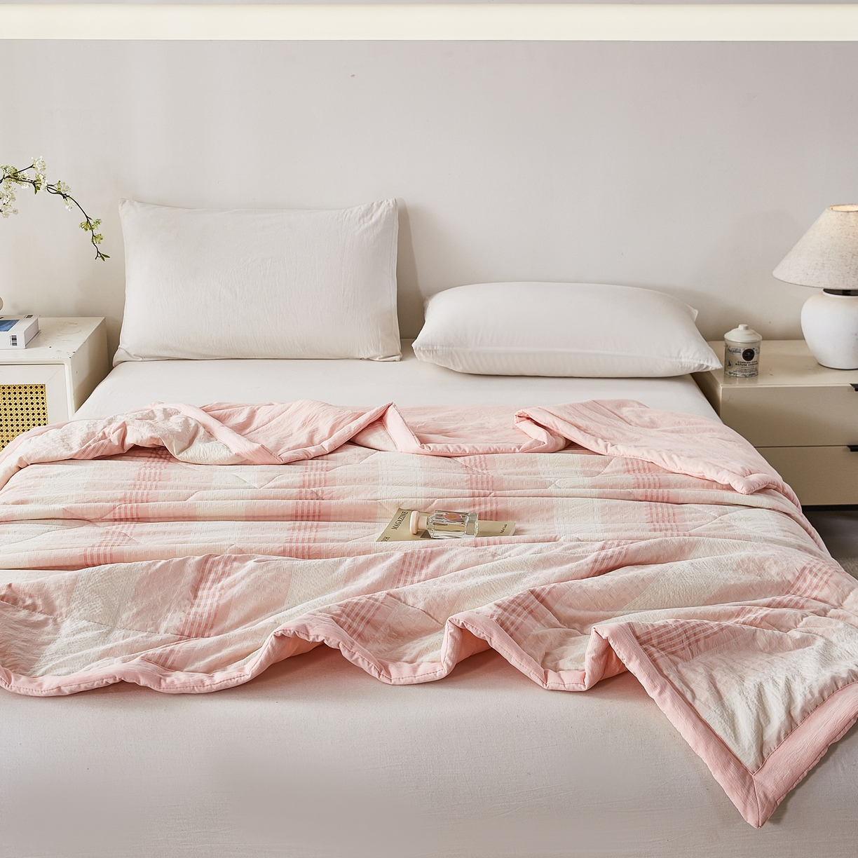 91家纺网 家纺一手货源 找家纺 （总）心悦家纺 2026新款日式A类水洗色织提花大豆纤维被子被芯