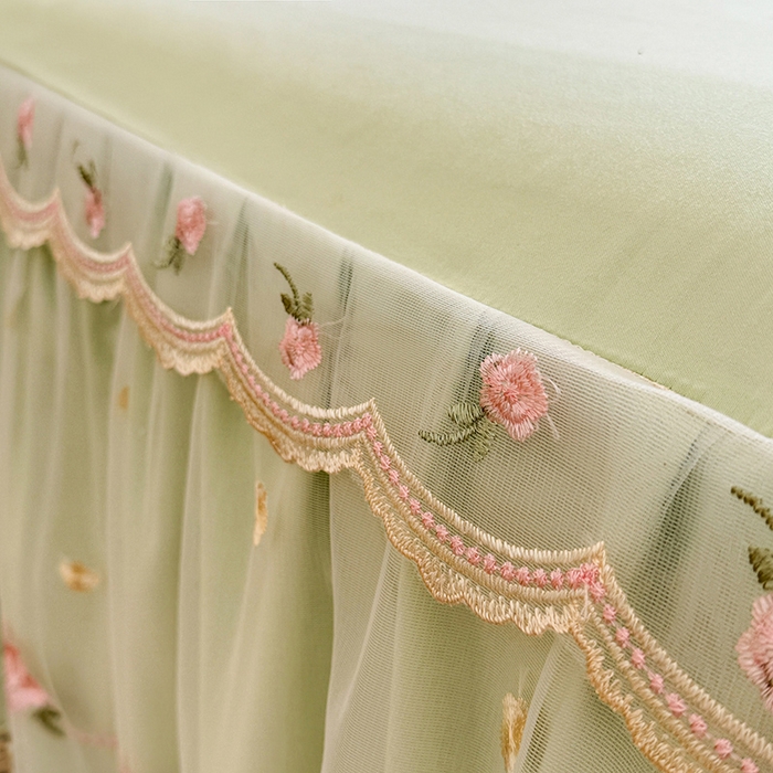 91家纺网 家纺一手货源 找家纺 苏米娜 2026春夏超柔水洗棉床裙款四件套-唯爱系列 唯爱-薄荷绿