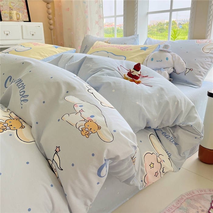 桃子家居 2026新款A类三丽鸥正版授权卡通数码印花混搭纯棉印花系列四件套 棉三丽鸥-混搭点点玉桂狗蓝
